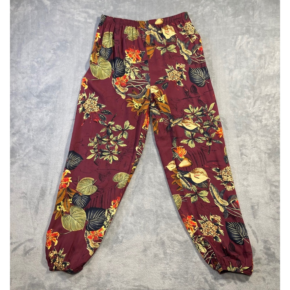 Diary Plus Jogger Pants Womens XL Burgundy Floral Excellent Viscose Tropical